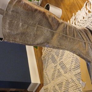 Woman Silver Knee High Boots